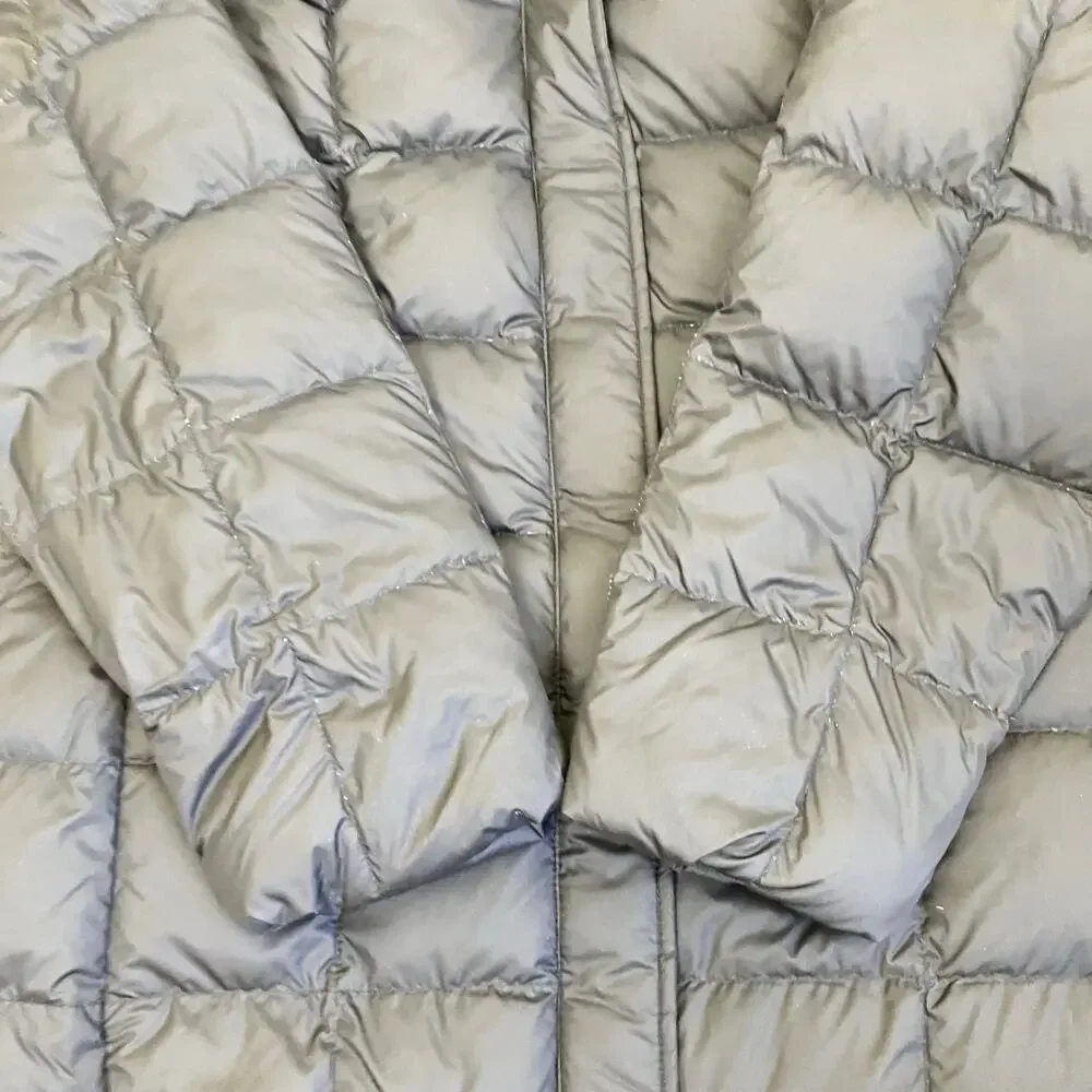 Land's End Sz M Quilted Down Full-length Jacket Black Puffer Winter Coat Hooded - Picture 13 of 16